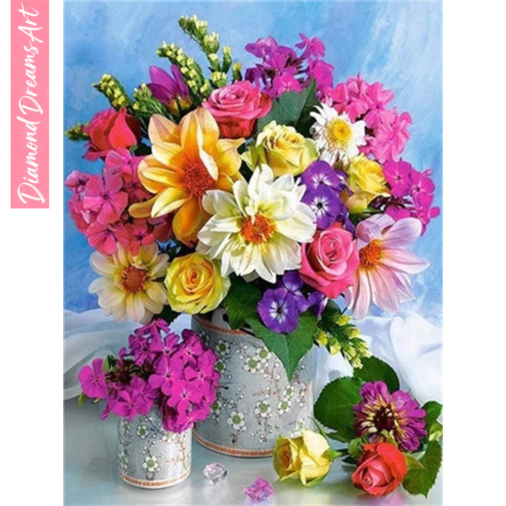 Resin Art Wall Decor - Mosaïque de diamants complète, fleur, peinture
