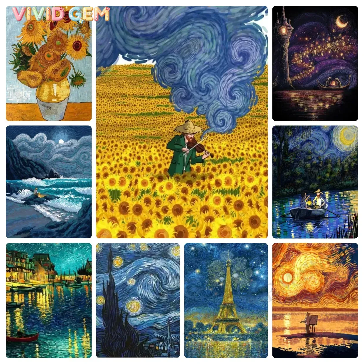 Resin Art Work - VIVID GEM Peinture Diamantée Vincent Van