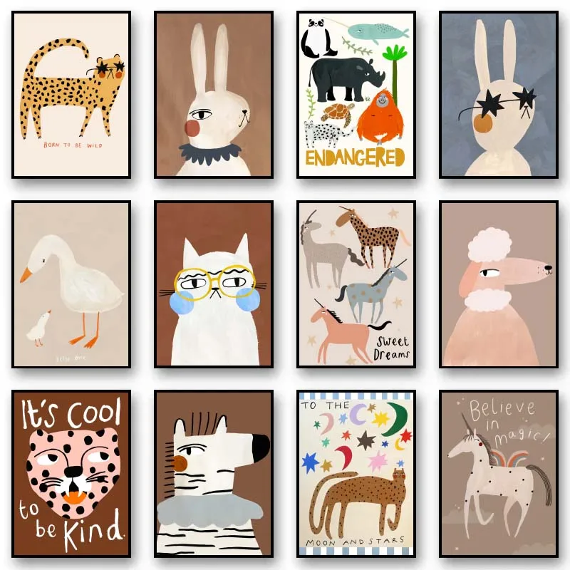 Resin Art Wall Decor - Affiches amusantes et mignonnes d'animaux (lapin,