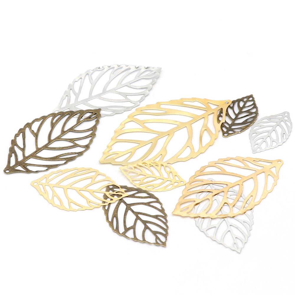 Resin Art Notes - 20/50/100pc or argent BronzeHollow feuilles filigrane