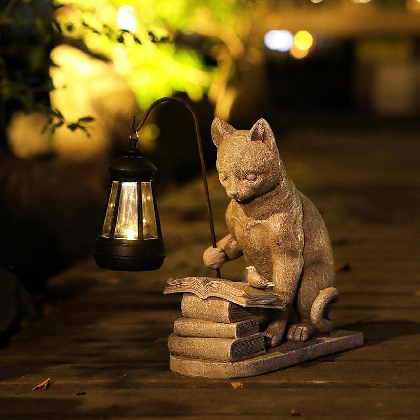 Chat solaire jardin Mini Statu - Resin Art Sculptures avis et prix