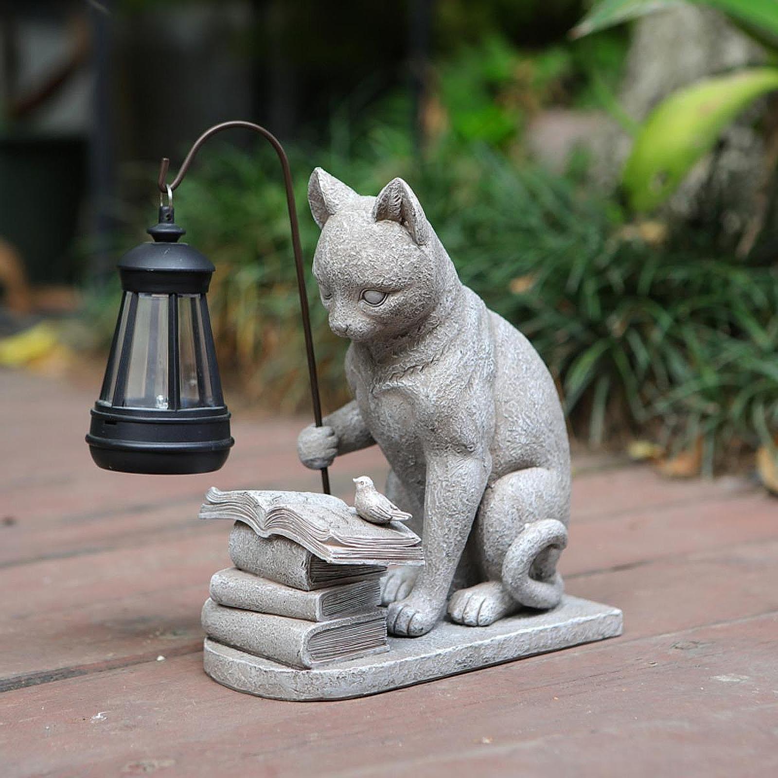 Chat solaire jardin Mini Statu - Resin Art Sculptures avis et prix
