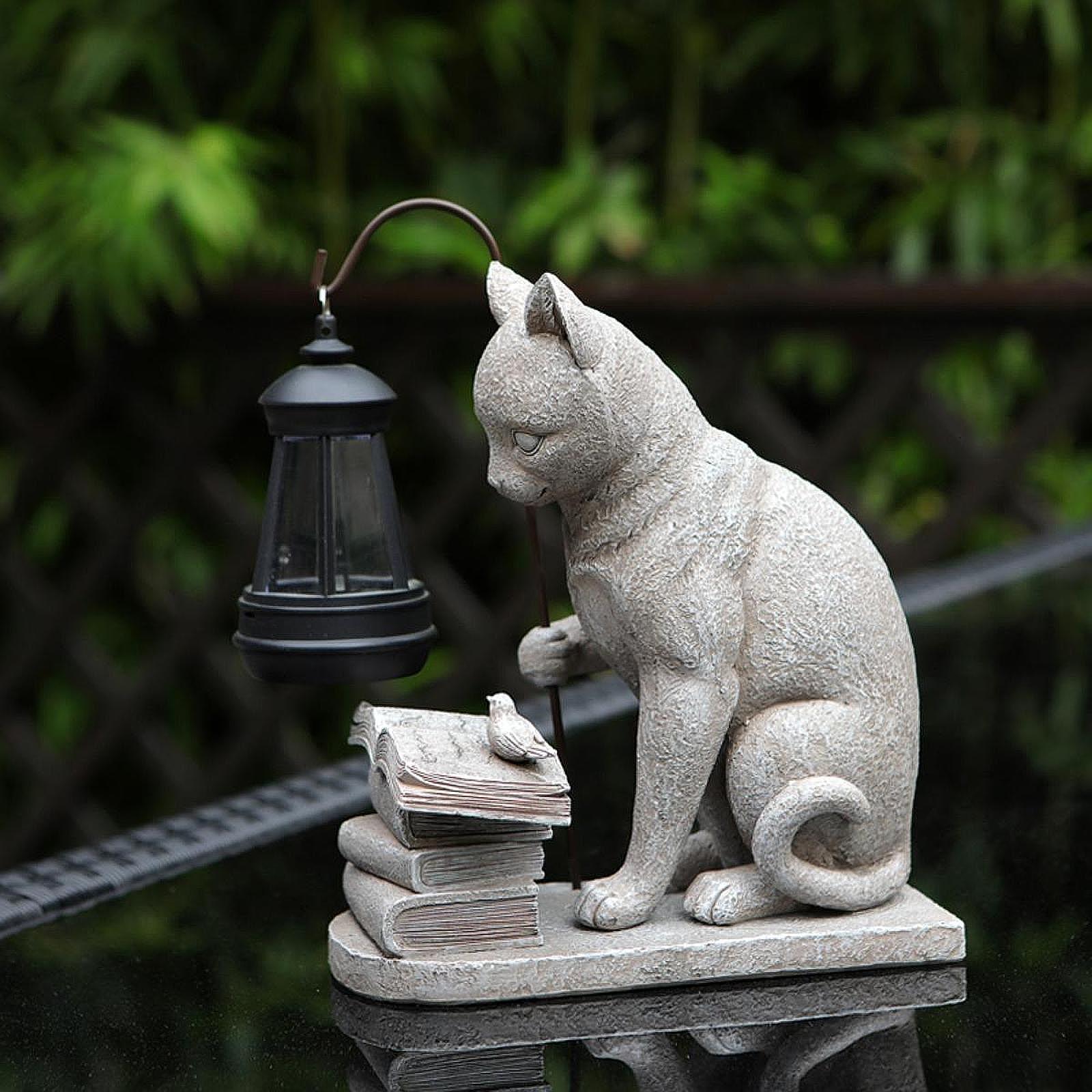 Chat solaire jardin Mini Statu - Resin Art Sculptures avis et prix
