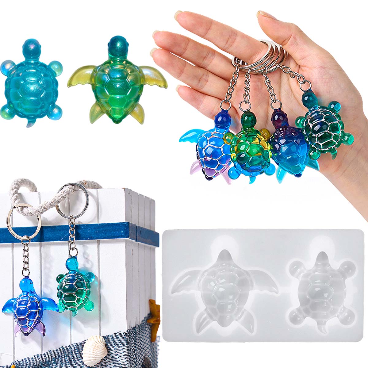 Porte-clés tortue de mer 3D, m - Resin Art Liquid avis et prix